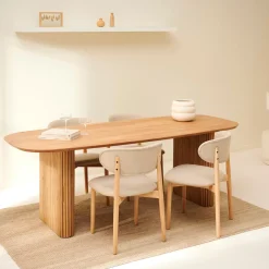 CASA Acacia Patas Mesa Listones Juego De 2 Natural| Mesa De Comedor
