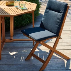 CASA Azur Cojines De Jardín Para Silla Pleg Negro| Cojines De Jardín