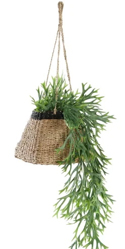 CASA Baku Macetero Colgante Negro, Natural| Colgadores Para Plantas
