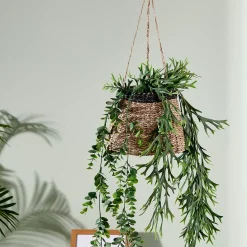 CASA Baku Macetero Colgante Negro, Natural| Colgadores Para Plantas