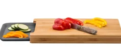 CASA Bamboo Tabla Para Cortar Con Recipiente Gris, Natural| Tablas De Cortar