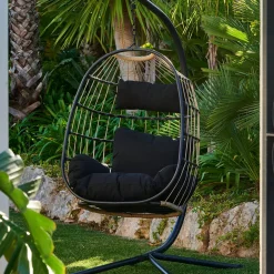 CASA Bazai Silla Colgante Con Soporte Negro| Sillas Colgantes
