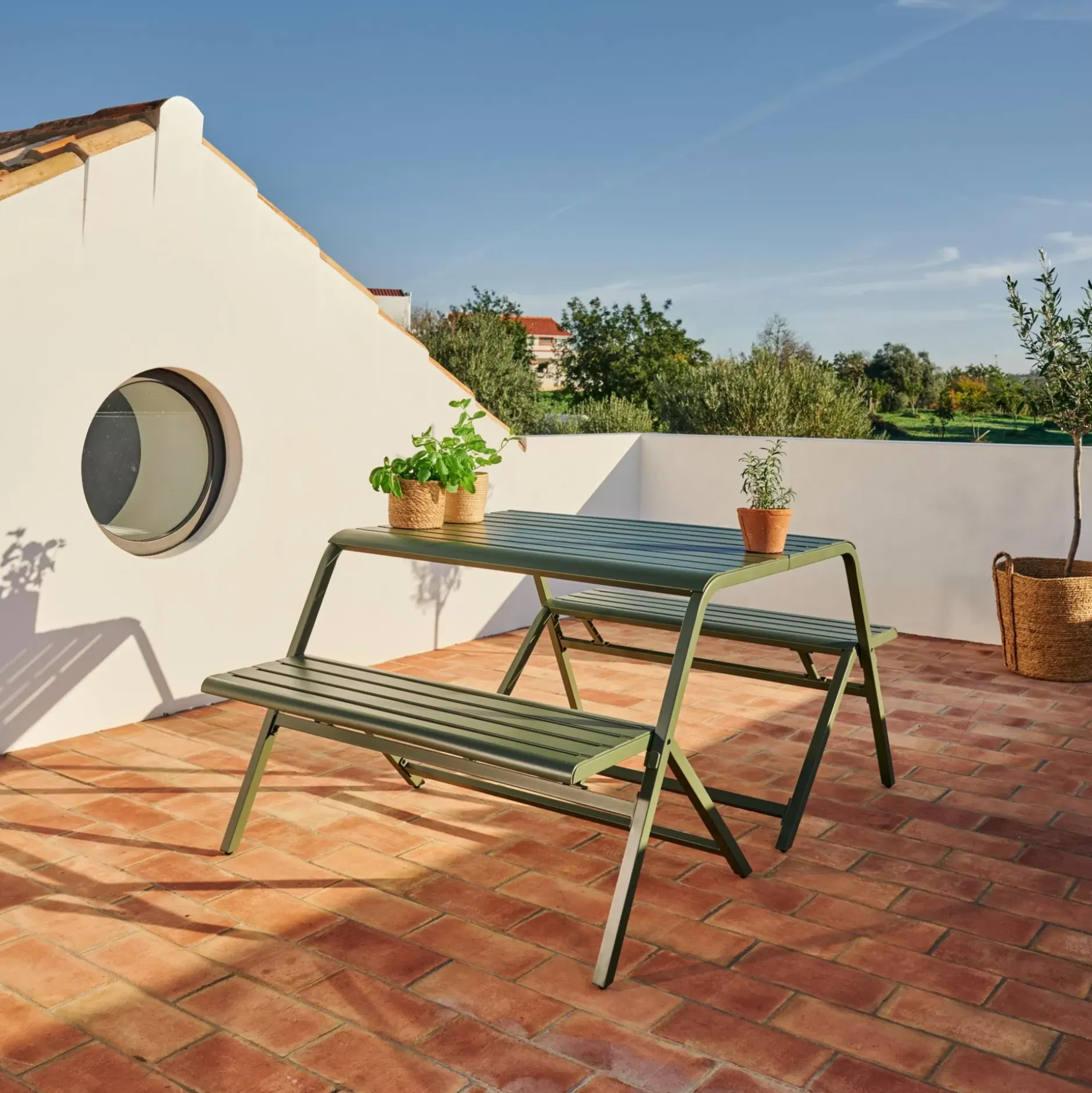 CASA Bergen Mesa Para Balcon Tambien Mesa/Plantas| Conjuntos Para Balcon