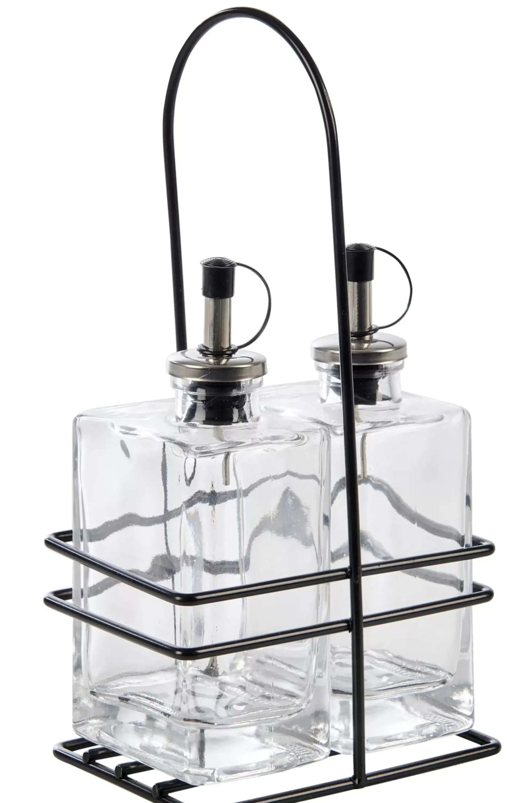 CASA Bistro Aceitera Y Vinagrera En Soporte Negro, Transparente| Aceiteras