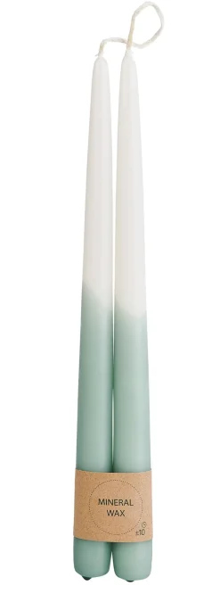 CASA Duo Velas Largas Juego De 2 Crema, Menta, Multicolor| Velas