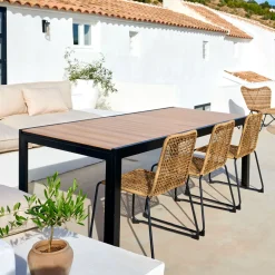 CASA Ethan Mesa Extensible Negro, Natural| Mesas De Jardín