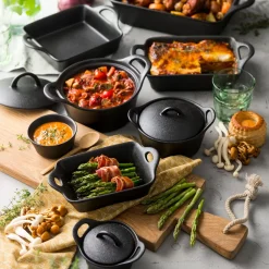 CASA Fero Cazuela Para Horno Con Tapa Negro| Fuentes De Horno