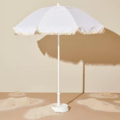 CASA Franja Parasol Sin Pie De Sombrilla Blanco| Parasoles