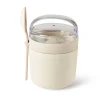 CASA Freshmood Tarro De Desayuno Con Cuchara Blanco, Marron, Verde| Fiambreras