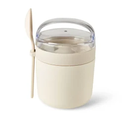 CASA Freshmood Tarro De Desayuno Con Cuchara Blanco, Marron, Verde| Fiambreras