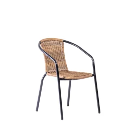 CASA Gerona Silla Apilable Negro, Natural| Sillas De Jardín