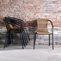 CASA Gerona Silla Apilable Negro, Natural| Sillas De Jardín