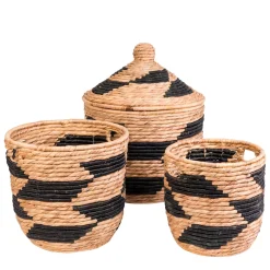 CASA Guatemala Cesta Negro, Natural| Cestas De Almacenaje