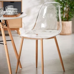CASA Ice Silla De Comedor Transparente, Natural| Sillas De Comedor