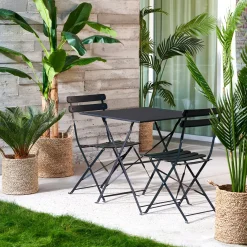 CASA Imperial Mesa Plegable Cuadrado Negro| Mesas De Jardín