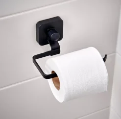 CASA Industria Soporte Papel Higien Con Ventosa Negro| Accesorios Water