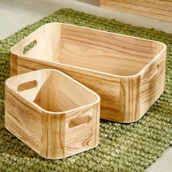 CASA Ligno Cajita Natural| Cajas De Almacenamiento