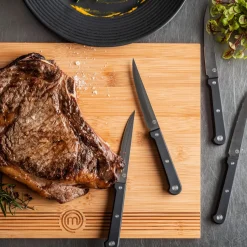 CASA Masterchef Juego De 4 Cuchillos Carne Negro| Cuchillos De Carne