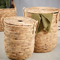 CASA Miley Cesta Para Colada Con Tapa Y Asas Natural| Cesto De La Ropa