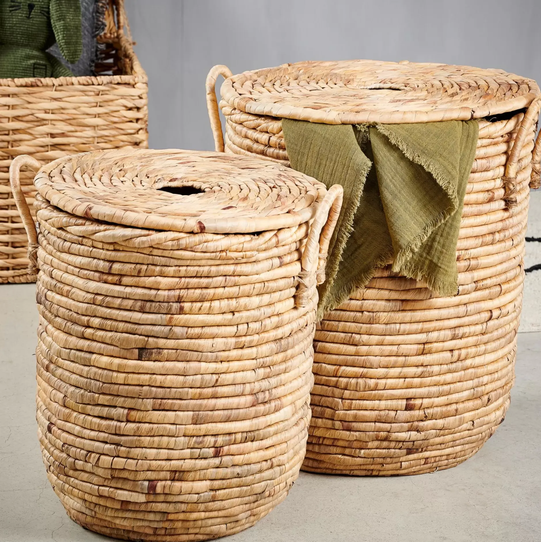 CASA Miley Cesta Para Colada Con Tapa Y Asas Natural| Cesto De La Ropa