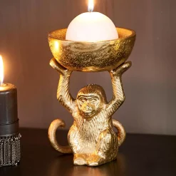 CASA Monkey Soporte Para Velas Dorado| Soprortes Para Velitas