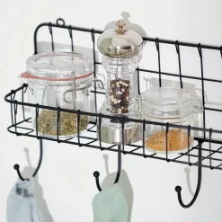 CASA Oslo Organizador Cocina Con Ganchos Negro| Accesorios De Cocina