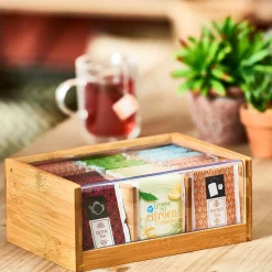CASA Panda Caja Para Te 6 Compart. Transparente, Natural| Accesorios De Té