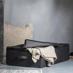 CASA Rango Caja De Almacenaje Con Cierre De Cremallera Gris Oscuro| Cajas De Almacenamiento