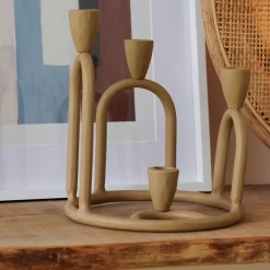 CASA Rings Candelabro Para 4 Velas Marron Claro| Candelabros