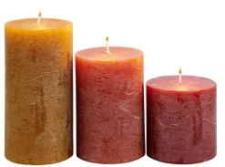 CASA Rustic Velas Juego De 3 Marron, Rojo, Verde| Velas