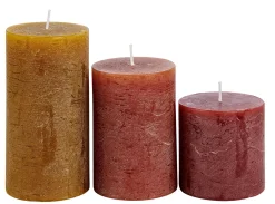 CASA Rustic Velas Juego De 3 Marron, Rojo, Verde| Velas