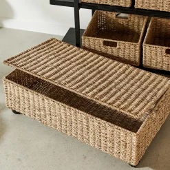 CASA Seagrass Caja De Almacenaje Con Ruedas Natural| Arcas Para Almacenaje