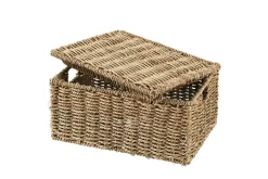 CASA Seagrass Caja De Almacenaje M Con Tapa Natural| Cestas De Almacenaje