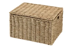 CASA Seagrass Cesta Almacenaje L Con Tapa Natural| Cestas De Almacenaje