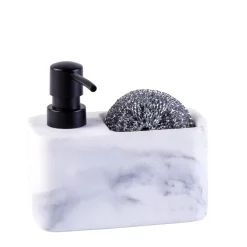 CASA Shadow Dispensador De Jabon Con Esponja Negro, Blanco| Fregar