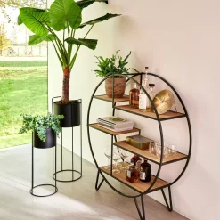 CASA Sirkel Estanteria De Pared Negro, Natural| Estanterías