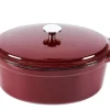 CASA Stew Olla Hierro Fundido Ovalado Rojo Oscuro| Ollas