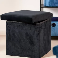 CASA Stor Puf Plegable Funcion Almac. Negro| Pufs De Almacenaje