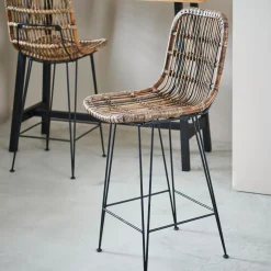 CASA Sumatra Silla De Bar Negro, Natural| Sillas De Bar