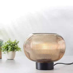 CASA Vinto Lampara De Mesa Ambar Transparente| Lamparas De Mesa