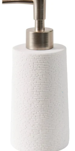 CASA White Elegance Dispensador De Jabon Blanco, Plateado| Accesorios De Tocador