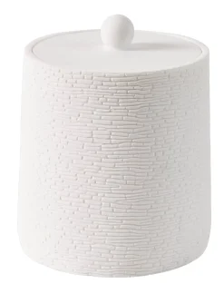 CASA White Elegance Soporte De Algodones Con Tapa Blanco| Accesorios De Tocador