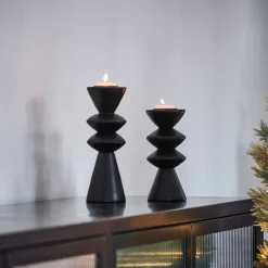 CASA Zigzag Soporte Para Vela Pequena Negro| Soprortes Para Velitas